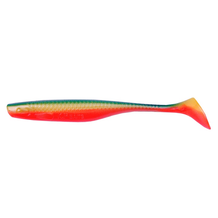 Set 5 buc Shad KP Lazy Shad 10cm, Fire Tiger, pentru pescuitul la salau, stiuca sau somn