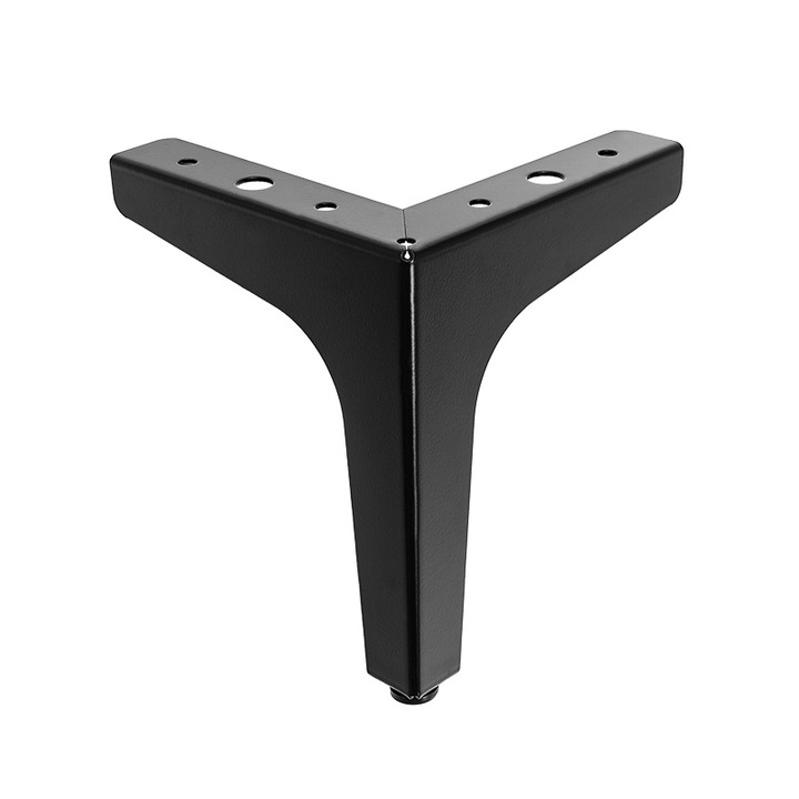 Set 4 picioare metalice pentru mobilier, SuooTci, inox, 13cm, negru, capacitate de incarcare 20 Kg, protectie podea