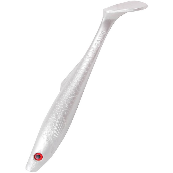 Nalucă shad KP Baits Pike Series, 23cm, 98g, argintiu perlat, pentru pescuit la stiucă, somn, sau șalău
