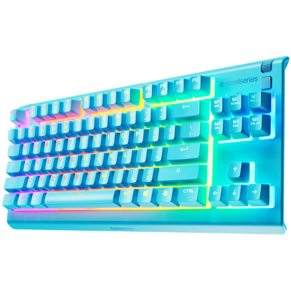 Tastatura Gaming SteelSeries Apex 3 TKL, Switch-uri Whisper-Quiet Gaming SteelSeries, RGB, rezistent la apa si praf, aqua