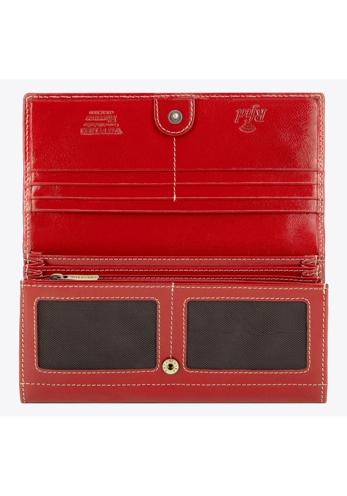 Portofel dama WITTCHEN din piele naturala, rosu, 10cm x 19cm, cu protectie RFID, 6 locuri pentru carduri