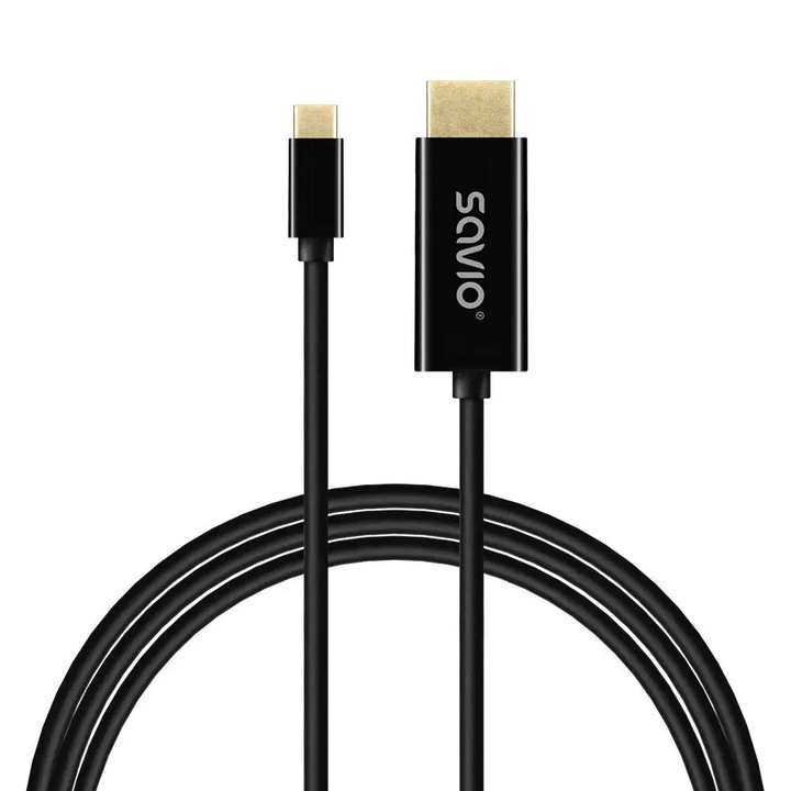 Cablu SAVIO CL-191 USB-C la HDMI, 30Hz, 2m, plastic