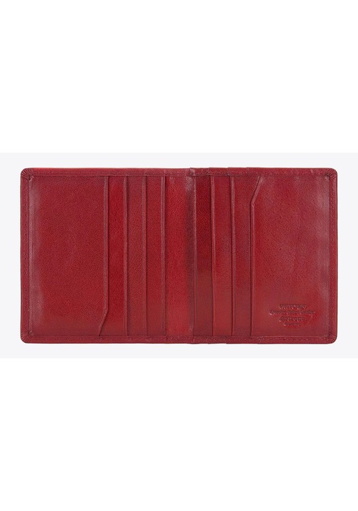 Etui pentru carduri din piele WITTCHEN, colectia Arizona, 3 compartimente, 9 locuri pentru carduri, rosu, 9x10cm