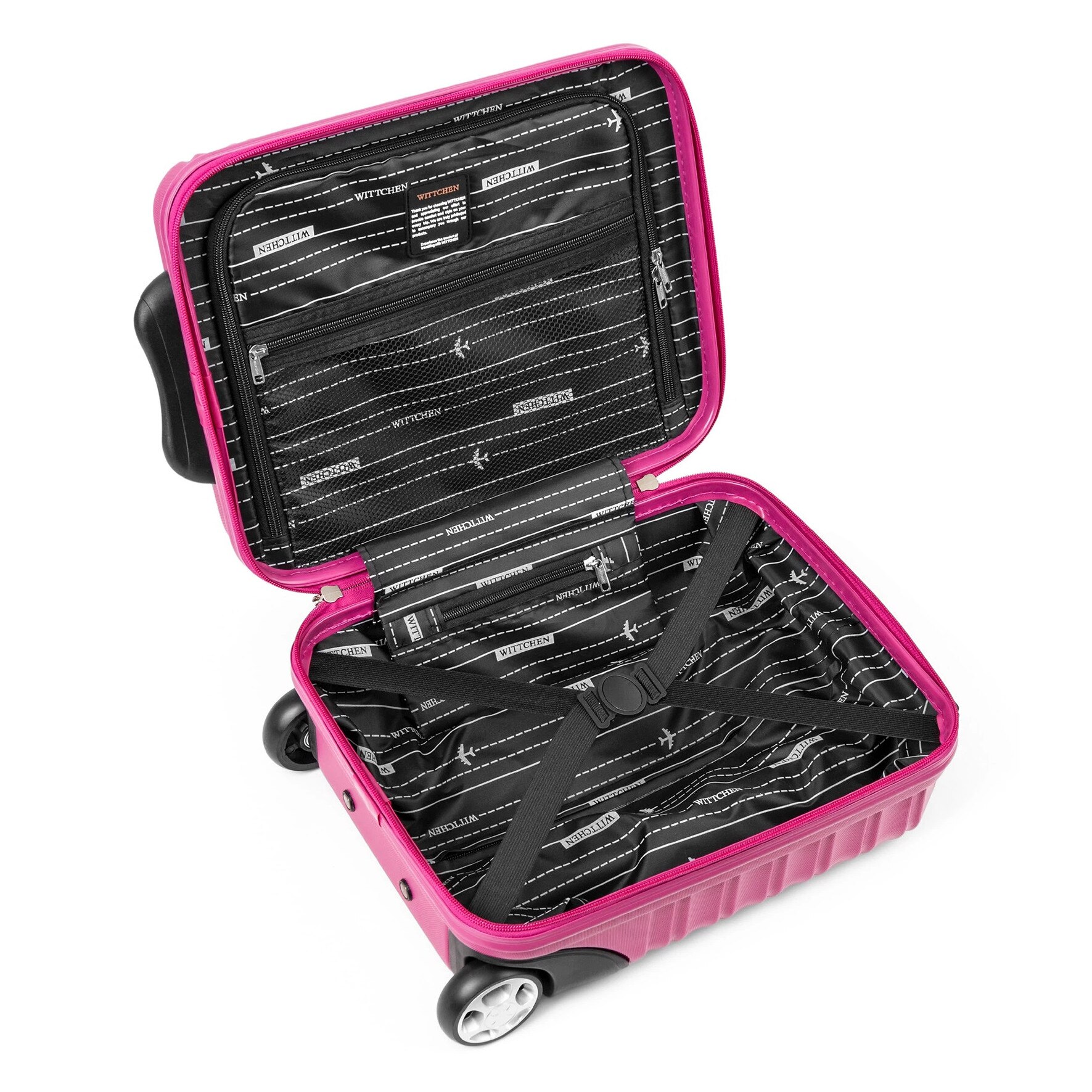 Troler Roz Troler WITTCHEN, cabina, roz, 55x40x20cm, cu maner telescopic si roti ...