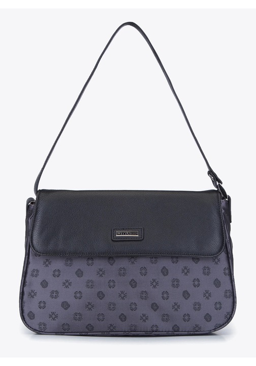 Кожена чанта за рамо с монограм, WITTCHEN, сива, размери 30x20cm