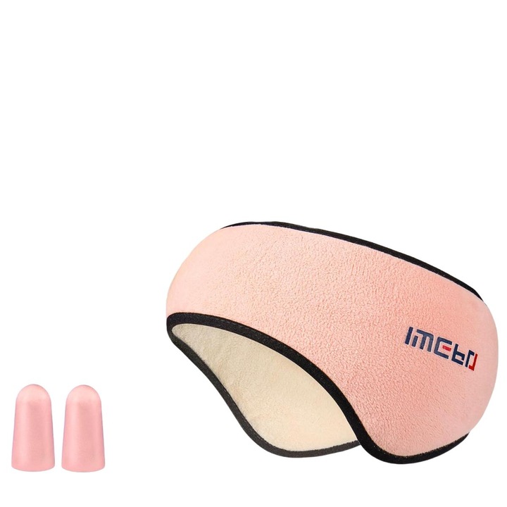 Masca 2 in 1 pentru Somn Profund - CONFORT ABSOLUT! Acoperire Completa a Ochilor si Urechilor. Roz