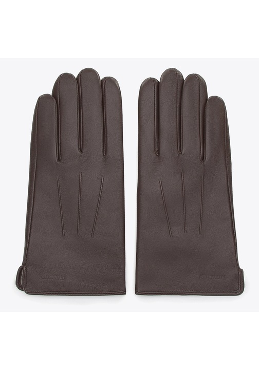 Мъжки кожени ръкавици с шевове, кафяви, естествена кожа, L