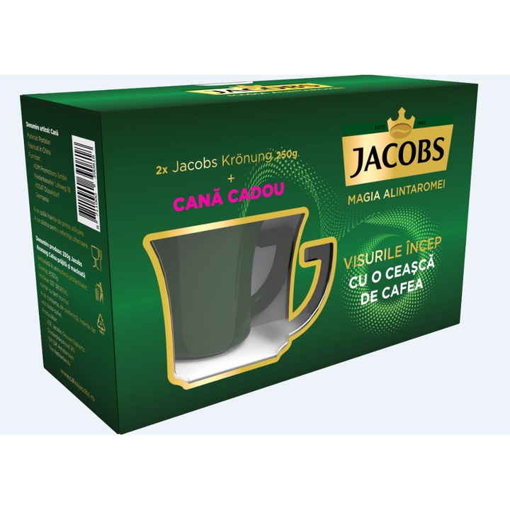 Pachet cafea Jacobs 2x250gr + cana cadou