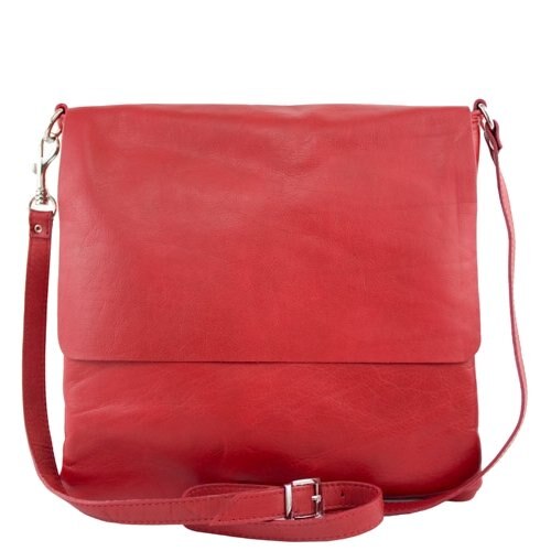 Geanta Onda din piele naturala pentru femei, rosu