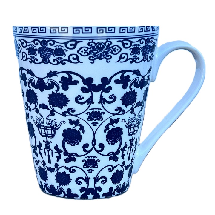 Cana ceramica forme abstracte, Albastru, 9X10 CM