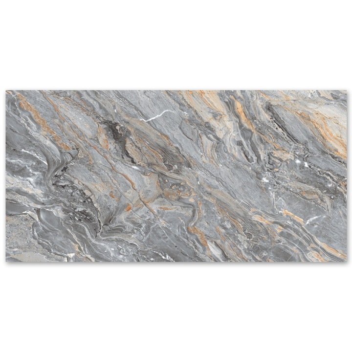 Gresie vitrificata Living Digital Zasilo Grey, bookmatch B, glossy, 60 x 120, 1.44 mp/cutie