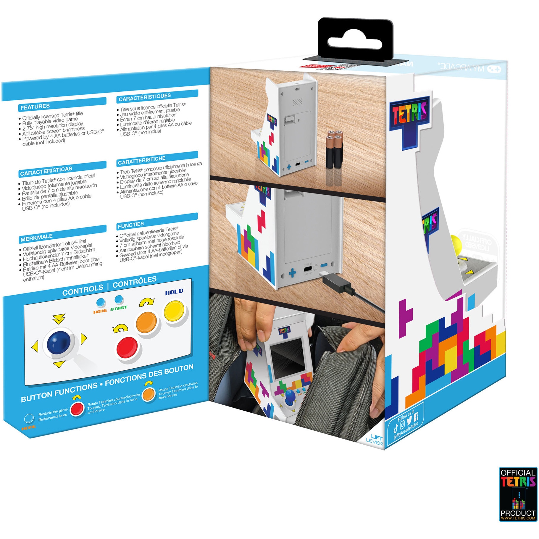 Consola portabila My Arcade Nano Player Pro 4.8" Tetris Portable Retro Arcade, 201 Jocuri