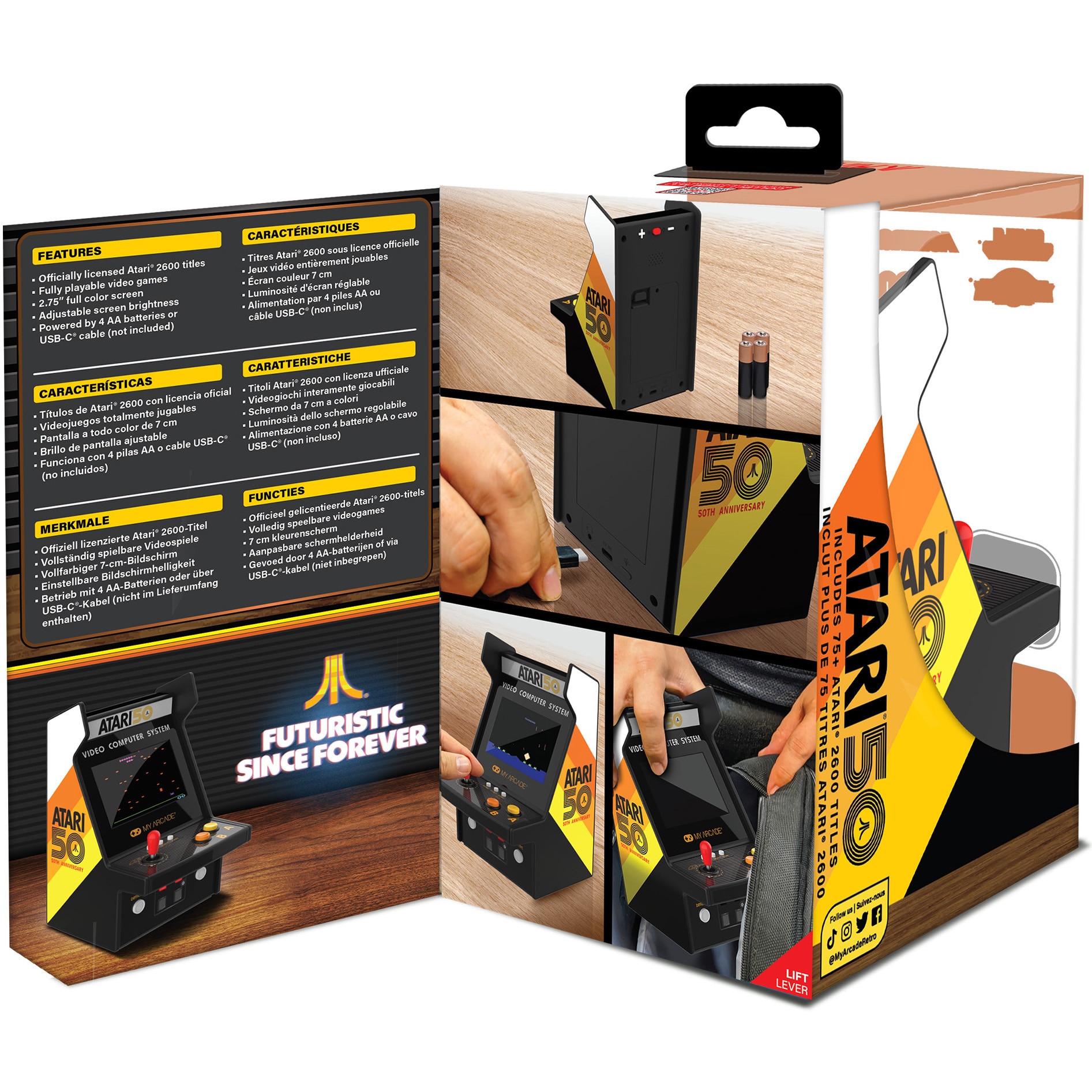 Consola portabila My Arcade Micro Player Pro 6.7" Atari Portable Retro Arcade, 100 Jocuri