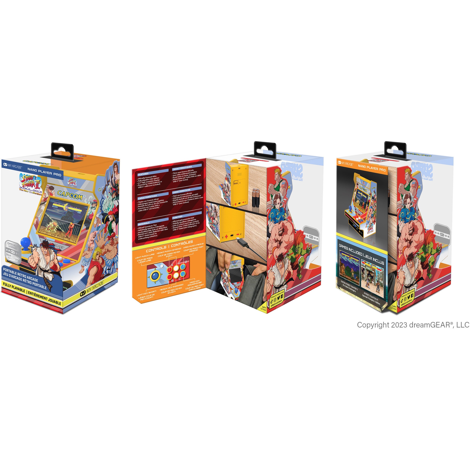 Consola portabila My Arcade Nano Player Pro 4.8" Super Street Fighter II Portable Retro Arcade, 2 Jocuri