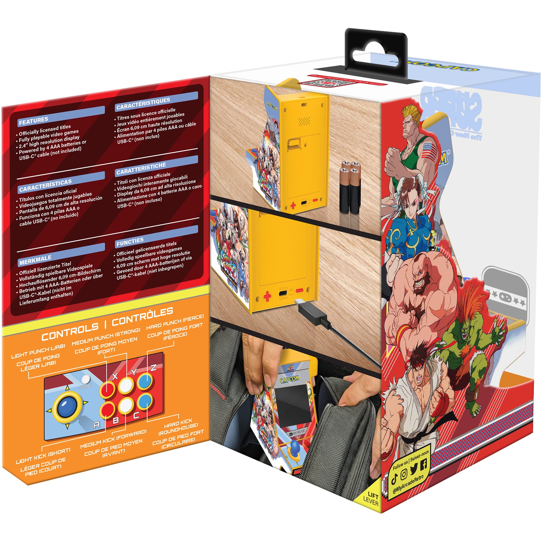 Consola portabila My Arcade Nano Player Pro 4.8" Super Street Fighter II Portable Retro Arcade, 2 Jocuri