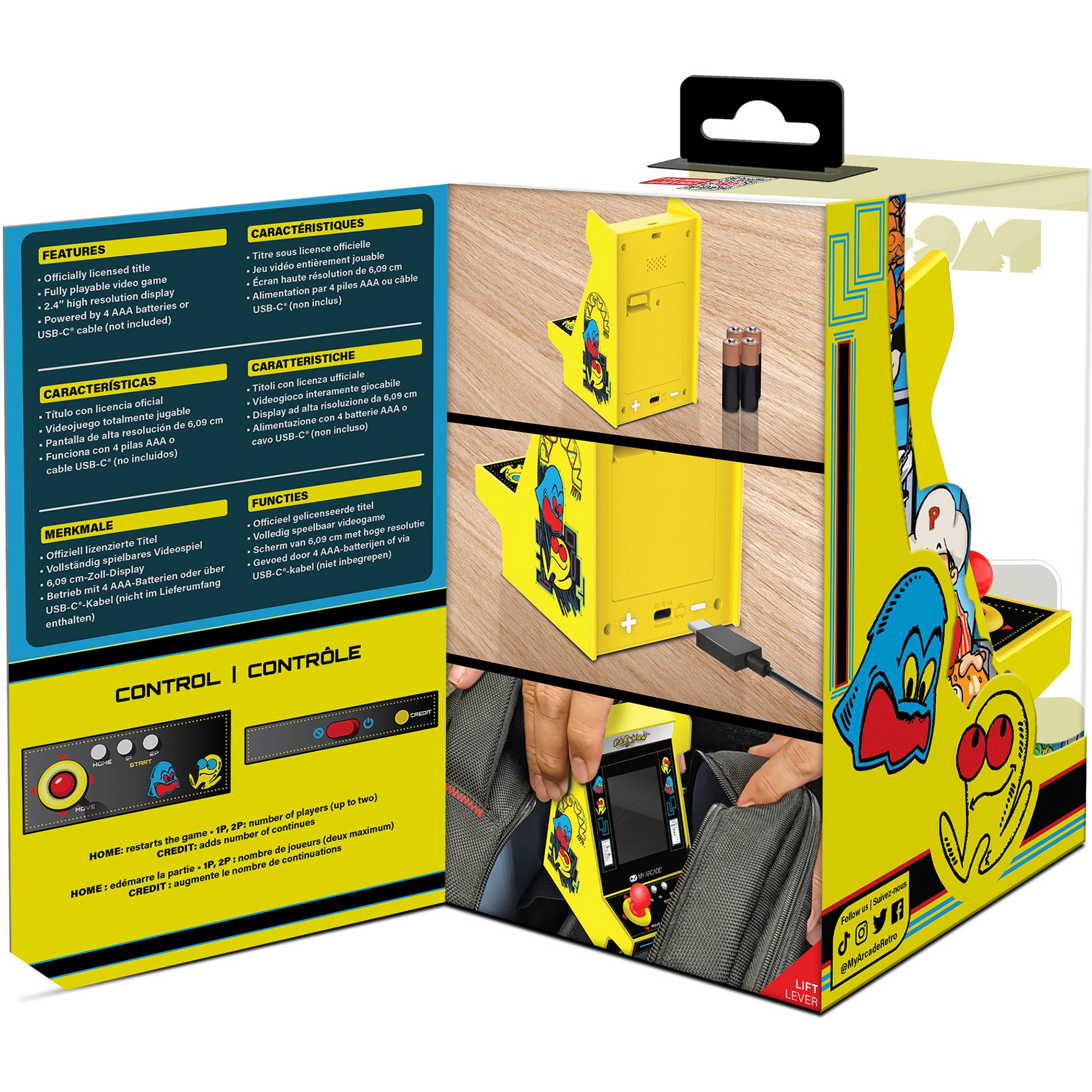Consola portabila My Arcade Nano Player Pro 4.8" PacMan Portable Retro Arcade