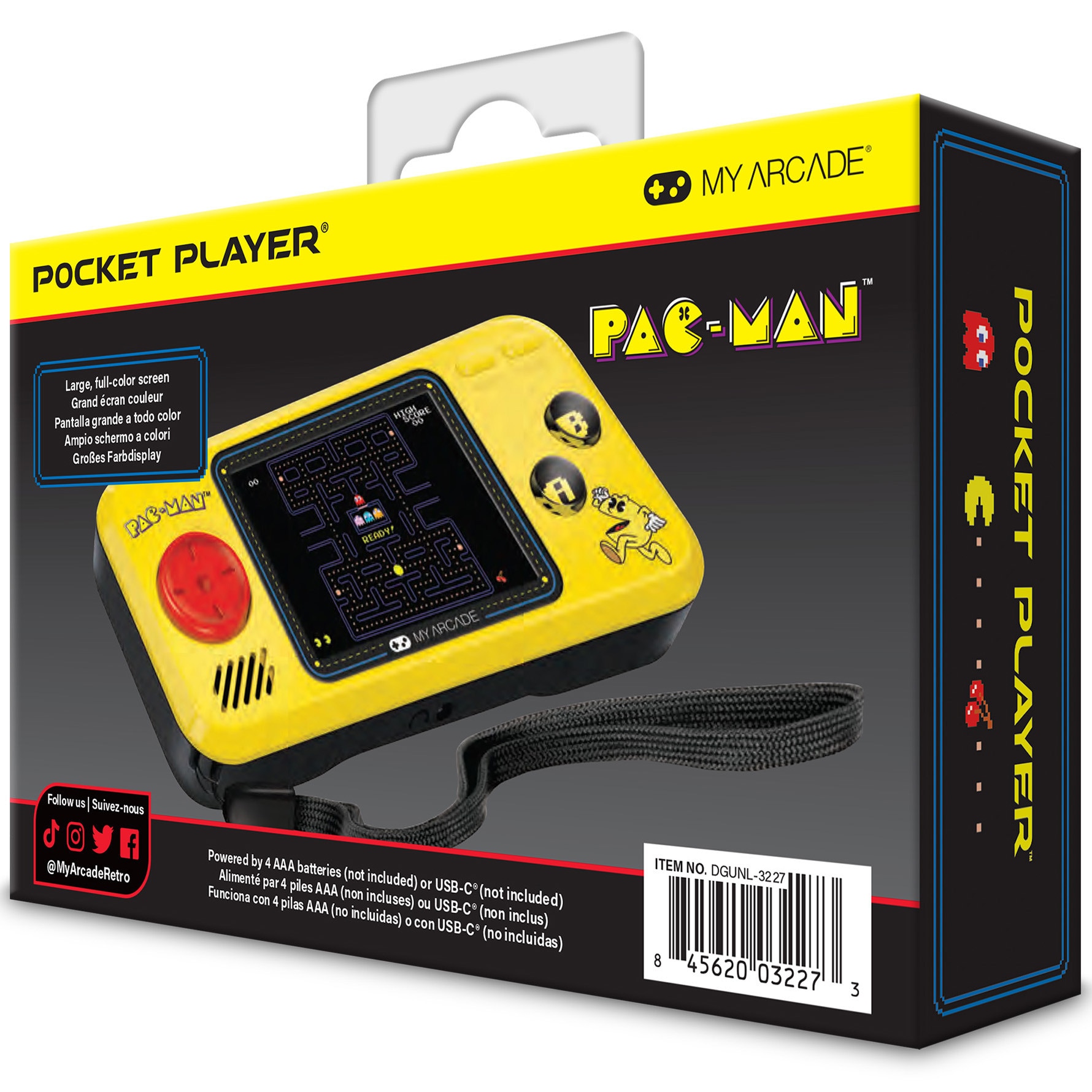 Consola portabila My Arcade Pocket Player PacMan Portable Gaming System, 3 Jocuri