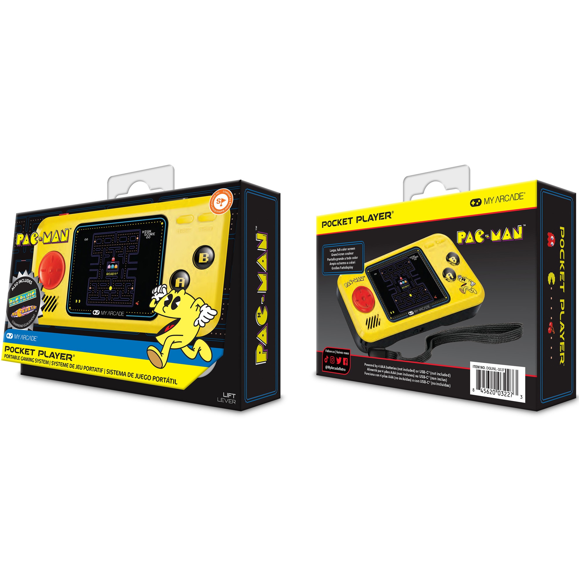Consola portabila My Arcade Pocket Player PacMan Portable Gaming System, 3 Jocuri