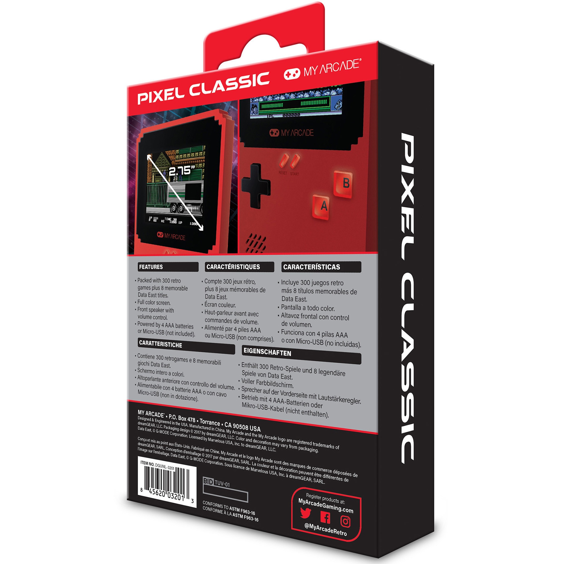 Consola portabila My Arcade Pixel Classic, 308 Jocuri