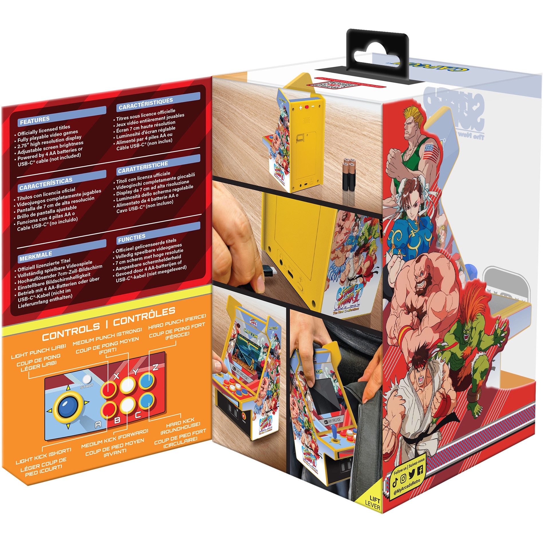 Consola portabila My Arcade Micro Player Pro 6.7" Super Street Fighter II Portable Retro Arcade, 2 Jocuri