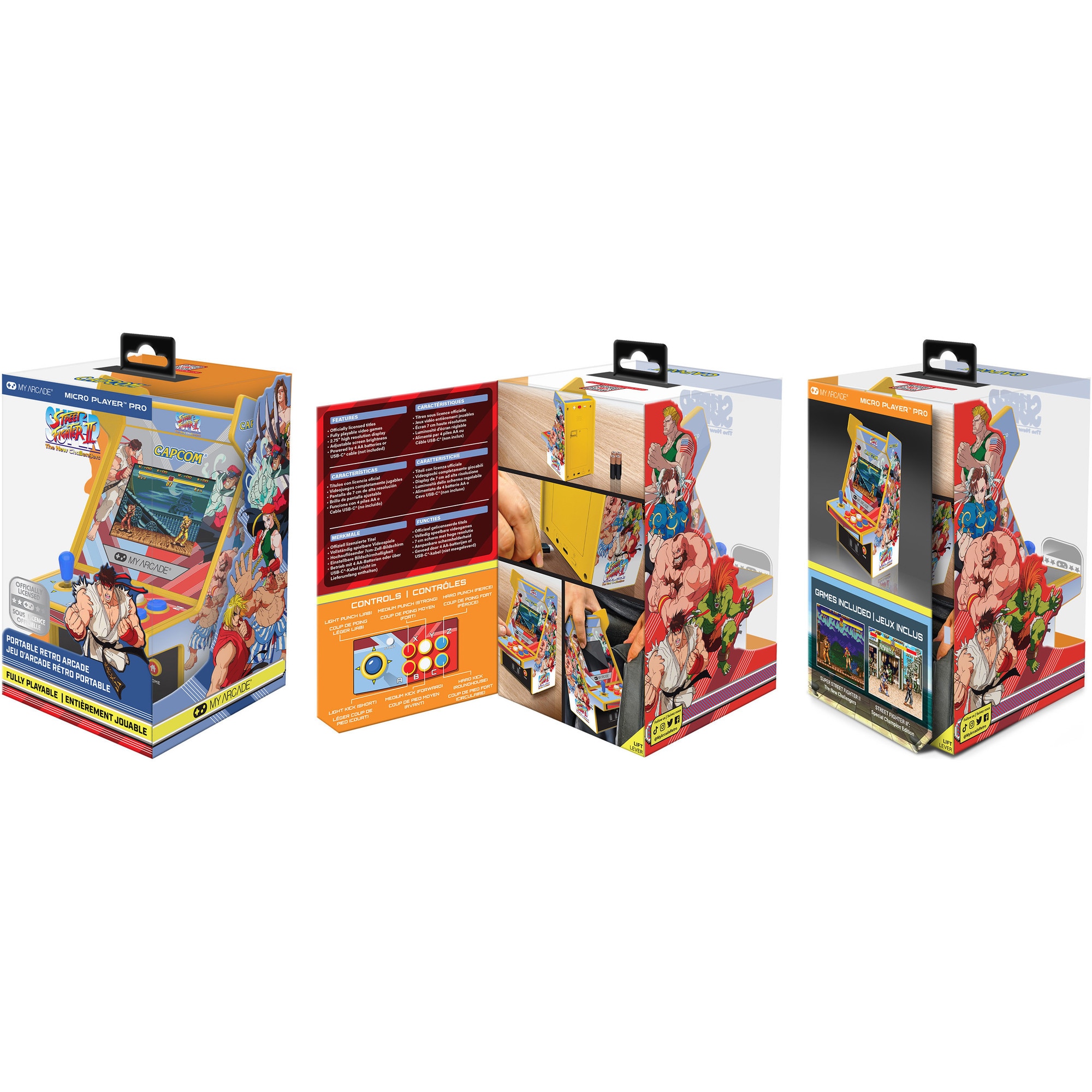 Consola portabila My Arcade Micro Player Pro 6.7" Super Street Fighter II Portable Retro Arcade, 2 Jocuri