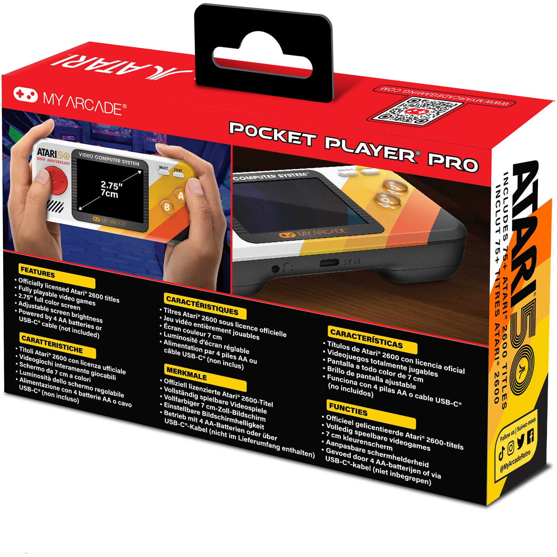 Consola portabila My Arcade Pocket Player Pro Atari Portable Gaming System, 100 Jocuri