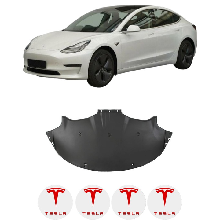 Scut bara TESLA MODEL 3 (5YJ3) din 2017-2023, protectie auto, plastic, 4x Stickere auto cu TESLA