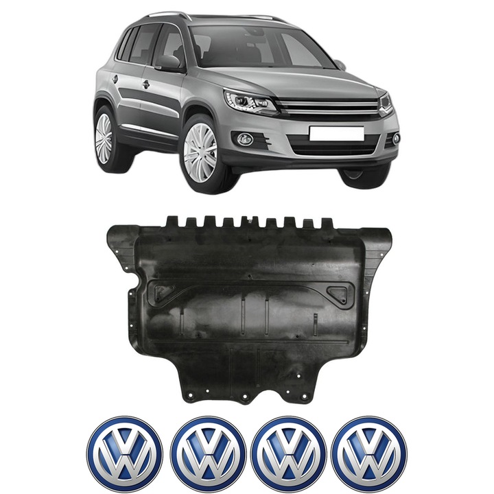 Scut motor Volkswagen TIGUAN (5N_) din 2010-2022, protectie auto, plastic, 4x Stickere auto cu Volkswagen