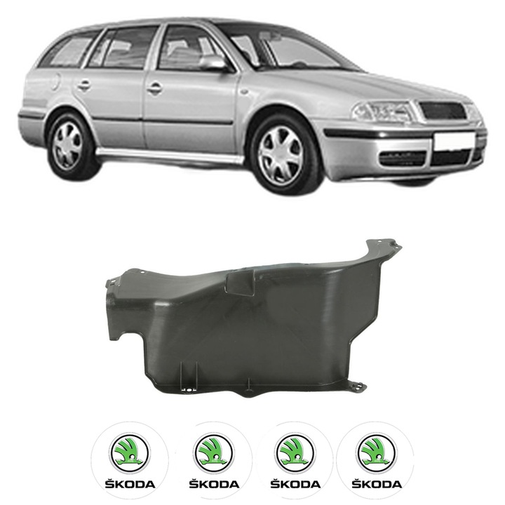 Scut motor SKODA OCTAVIA I Combi (1U5) din 1999-2007, protectie auto, plastic, 4x Stickere auto cu SKODA