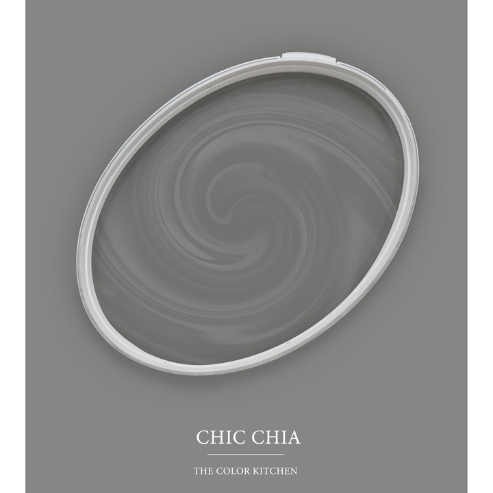 Vopsea lavabila de interior profesionala The Color Kitchen Colour, dispersie pe baza de apa, finisaj mat, acoperire clasa 1, rezistenta la abraziune umeda clasa 2, lavabila, fara solventi, aplicare curata fara stropi, 2.5L, gri