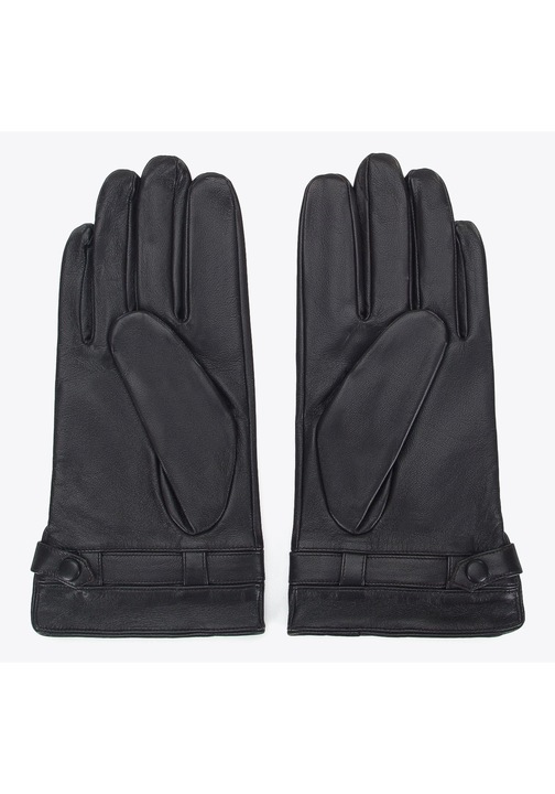 Manusi barbatesti din piele cu curea de fixare, maro inchis, piele naturala, maro inchis M