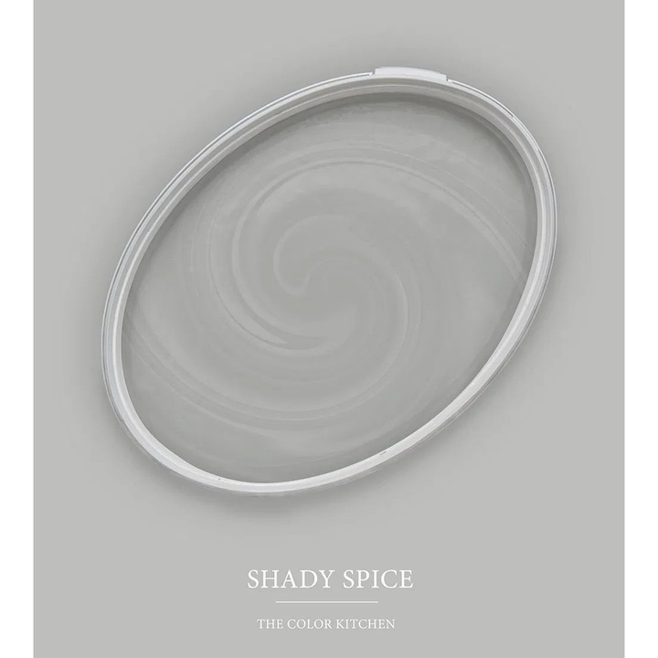 Vopsea lavabila de interior profesionala The Color Kitchen Colour, finisaj mat elegant, opacitate intensiva clasa 1, rezistenta la abraziune clasa 2, fara solventi, low-splash, 2.5l, ideala pentru living, birou si spatii moderne, gri