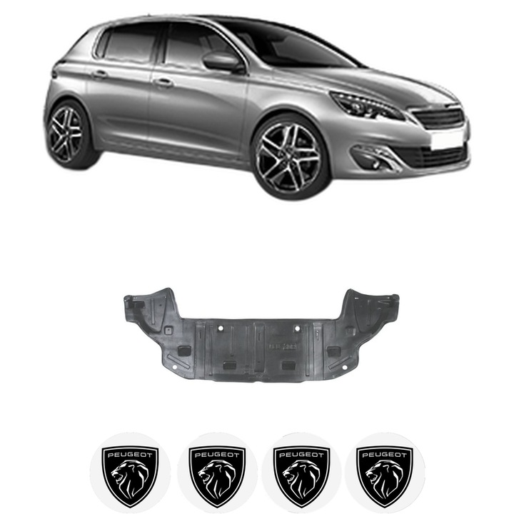 Scut bara PEUGEOT 308 II din 2009-2010, protectie auto, plastic, 4x Stickere auto cu PEUGEOT