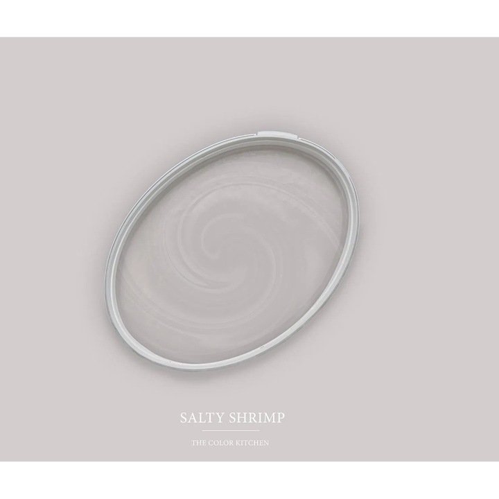 Vopsea lavabila de interior The Color Kitchen Colour, pe baza de dispersie, finisaj mat, acoperire clasa 1, rezistenta la abraziune umeda clasa 2, lavabila, fara solventi, aplicare curata fara stropi, 5L, gri