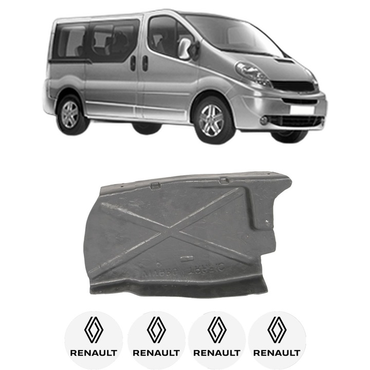 Scut motor RENAULT TRAFIC II Bus (JL) din 2001-2018, protectie auto, plastic, 4x Stickere auto cu RENAULT