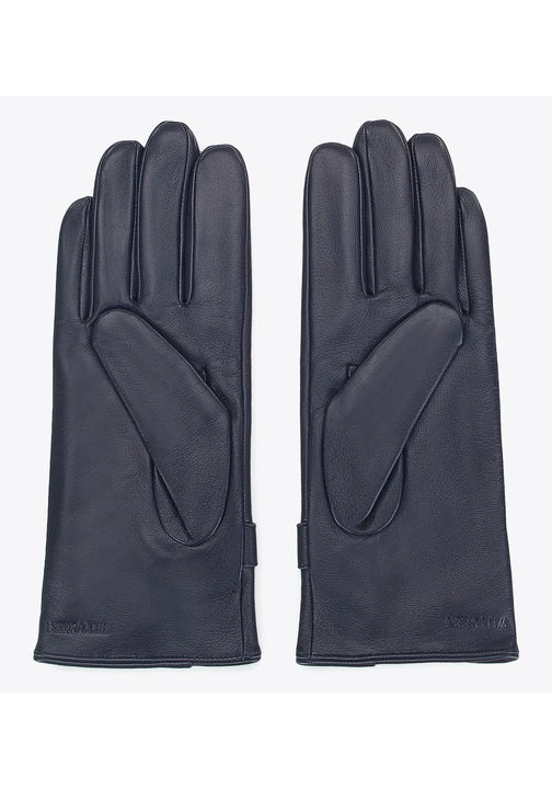 Manusi de piele pentru femei cu decupaj si catarama, bleumarin, piele naturala, bleumarin marimea S