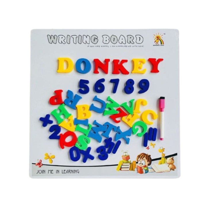 Tablita magnetica cu marker, cu litere si cifre in limba engleza