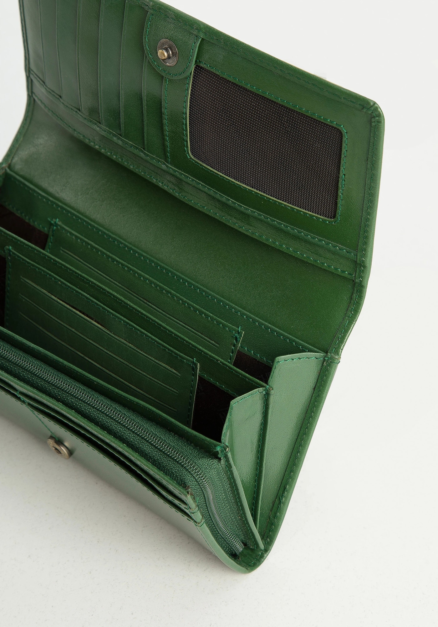 emerald様da16t ブロンズ　30cm Portofel dama WITTCHEN din piele naturala verde, 16 locuri pentru