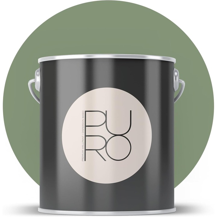 Vopsea lavabila de interior profesionala puro colour puro, finisaj mat elegant, acoperire clasa 1, rezistenta la abraziune clasa 2, fara solventi, low-splash, 5l, ideala pentru living, dormitor si birou, verde