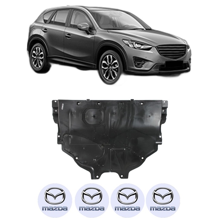 Scut motor MAZDA CX-5 (KE, GH) din 2011-2017, protectie auto, plastic, 4x Stickere auto cu MAZDA
