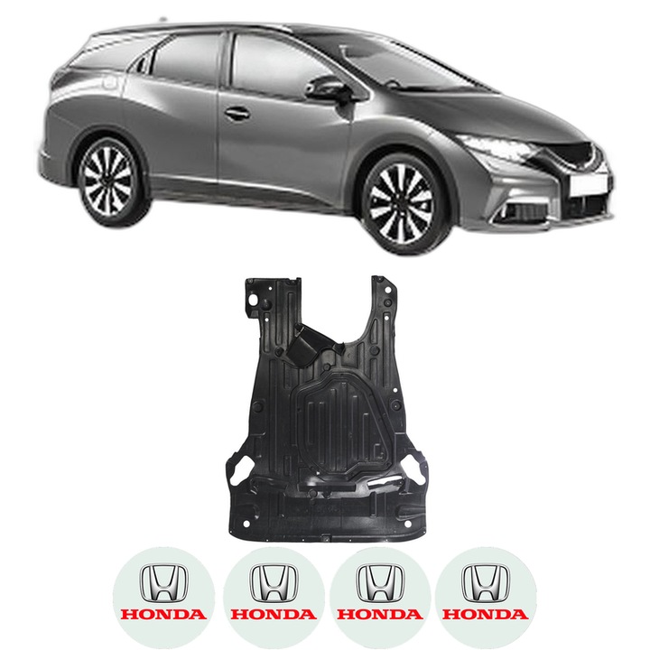 Scut motor HONDA CIVIC IX Tourer (FK) din 2003-2008, protectie auto, plastic, 4x Stickere auto cu HONDA