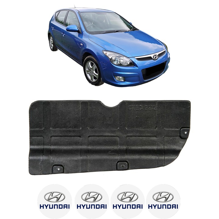 Scut motor HYUNDAI i30 (FD) din 2007-2011, protectie auto, plastic, 4x Stickere auto cu HYUNDAI
