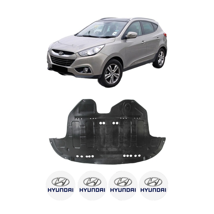 Scut motor HYUNDAI ix35 (LM, EL, ELH) din 2009-2015, protectie auto, plastic, 4x Stickere auto cu HYUNDAI