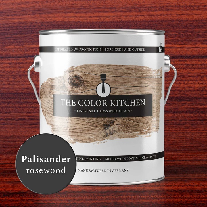 Lazura The Color Kitchen Colour Lasuren, pe baza de apa, finisaj semi-lucios, protectie UV si la intemperii, pentru interior si exterior, formula fara solventi, 2.5L, nuanta lemn de trandafir