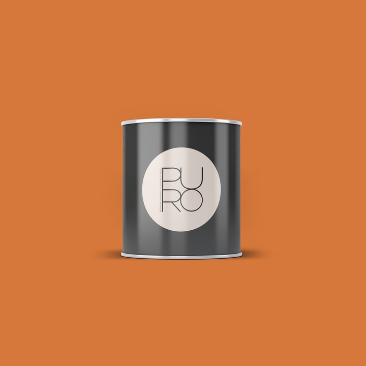 Vopsea lavabila PURO Colour, portocaliu cald, mata, pe baza de dispersie, acoperire 8–10 m²/strat, rezistenta la spalare (Clasa 2), fara solventi, pentru interior – 1L – portocaliu
