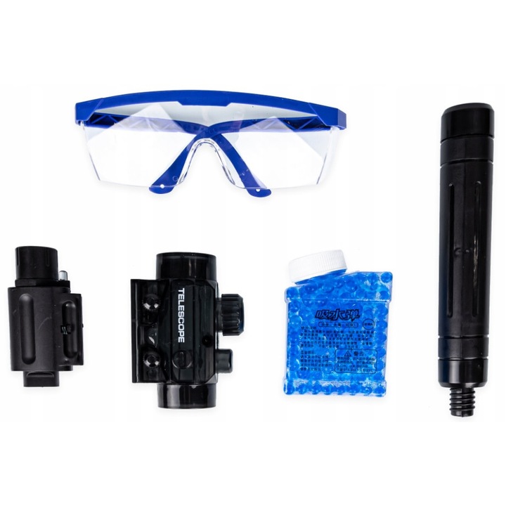 Pistol automat cu bile de gel, Poszukiwacze Frajdy, model QML 226, laser, 10.000 bile, set cu tinta electronica