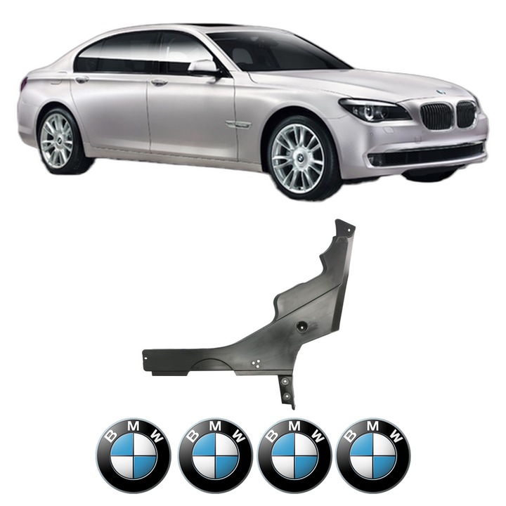 Scut motor BMW Seria 7 (F01, F02, F03, F04) din 2008-2015, protectie auto, plastic, 4x Stickere auto cu BMW