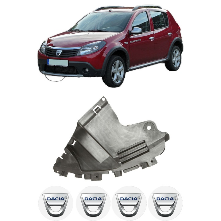 Scut bara DACIA SANDERO din 2008-2016, protectie auto, plastic, 4x Stickere auto cu DACIA
