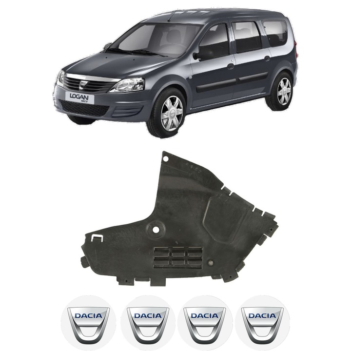Scut motor DACIA LOGAN MCV (KS_) din 2012-2019, protectie auto, plastic, 4x Stickere auto cu DACIA