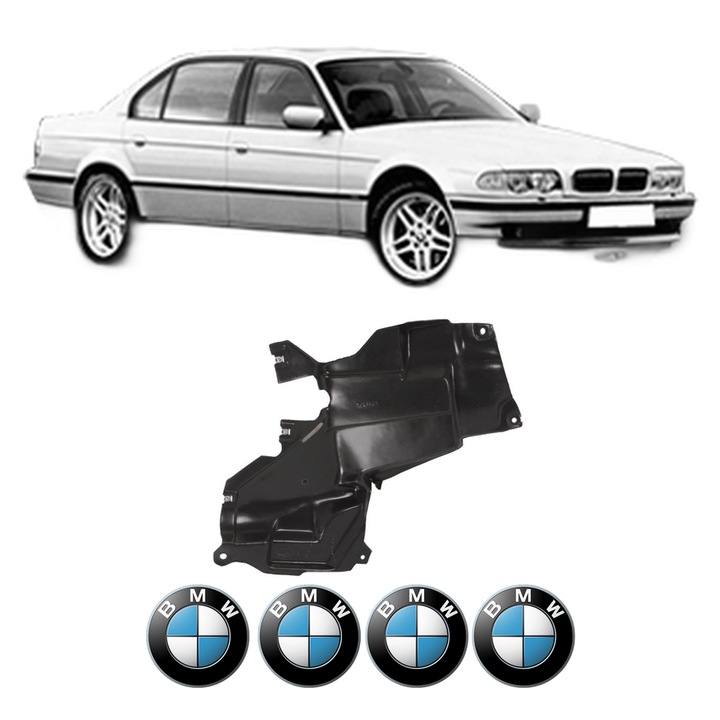 Scut motor BMW Seria 7 (E38) din 2004-2010, protectie auto, plastic, 4x Stickere auto cu BMW